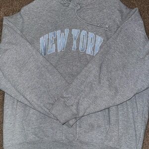 Brandy Melville “John Galt” Heather Grey New York Oversized Hoodie